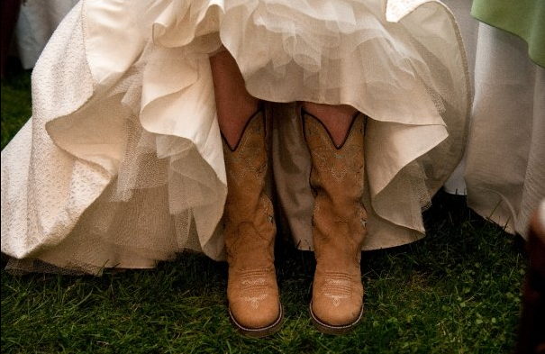 Eyelet wedding dress and cowboy boots It doesn 39t get more adorable than 
